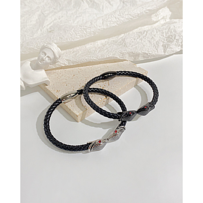 Ornament Hot-Selling New Products Double Snake Leather Bracelet Street Retro Fashion All-Match Men's Leather Bracelet