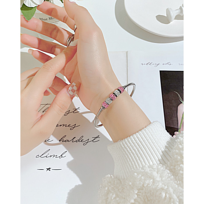 Ornament Fashion Summer Niche New Zircon Titanium Steel Bracelet Simple Stainless Steel Bracelet for Women