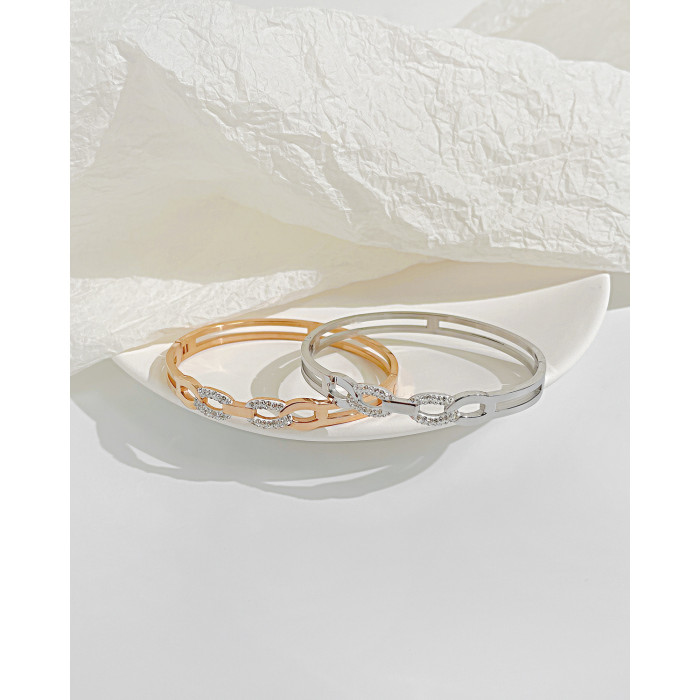 Ornament One-Piece Delivery Fashion Stainless Steel Bracelet Ins Special-Interest Design Zircon Ladies' Bracelet