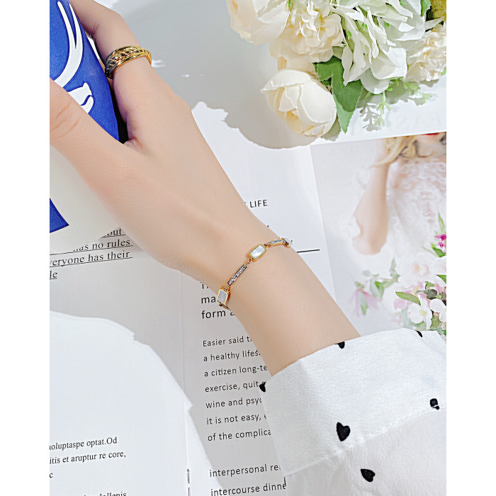 Ornament Ins Special-Interest Design Simple Luxury Inlaid Zircon Drawstring Adjustable Stainless Steel Bracelet for Women 1278