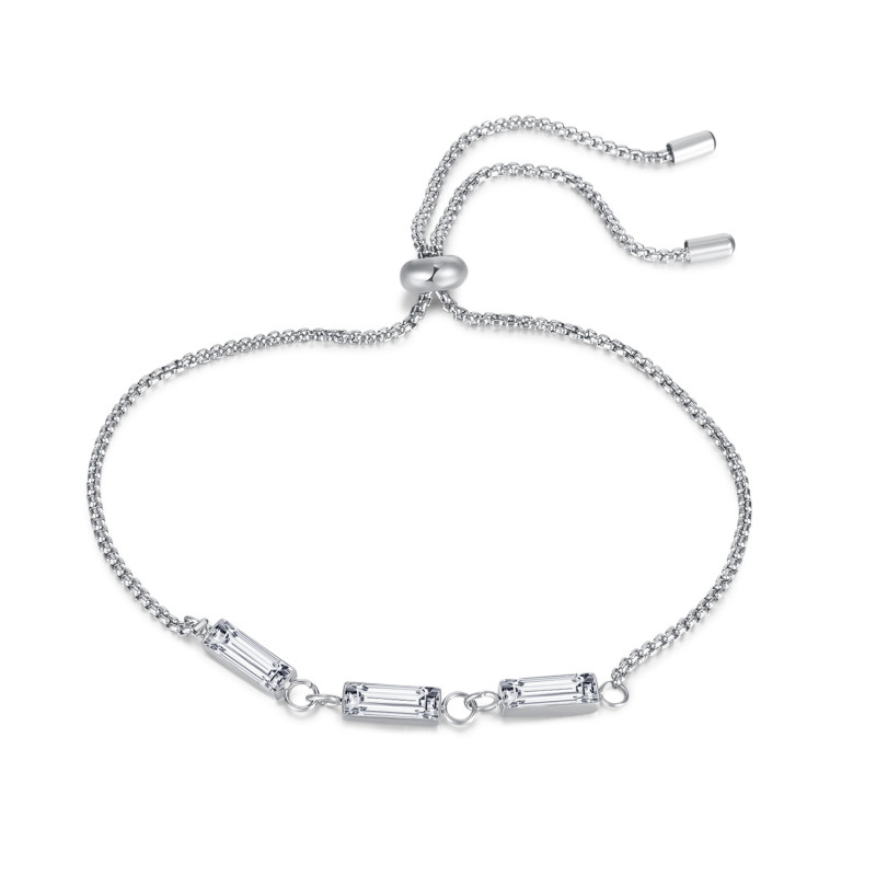 Ornament Korean Fashion Square Zircon Bracelet Simple and Adjustable Titanium Steel Women's Bracelet 1266