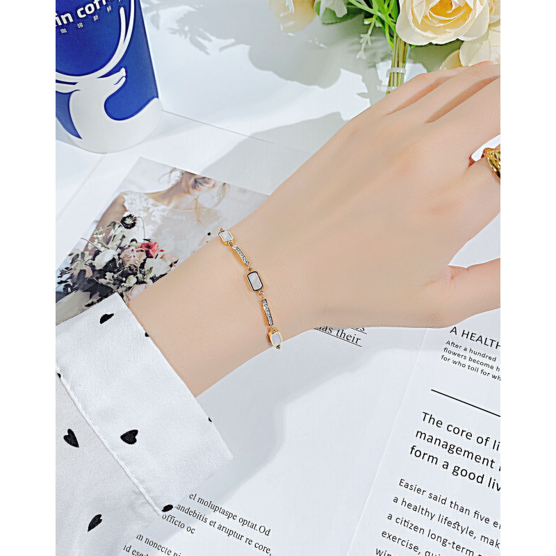 Ornament Ins Special-Interest Design Simple Luxury Inlaid Zircon Drawstring Adjustable Stainless Steel Bracelet for Women