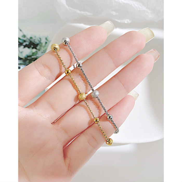 Ornament Wholesale Simple Fashion Titanium Steel Pearl Chain Bracelet Adjustable Beads Women's Bracelet 1264