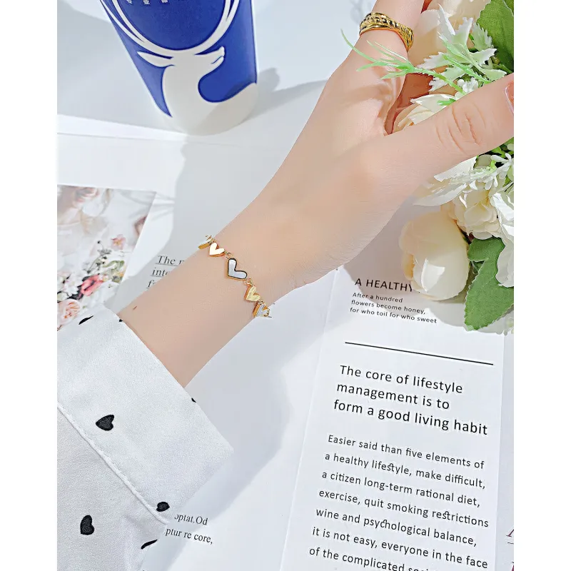 Ornament 2022year Titanium Steel Love Heart Stainless Steel Bracelet Gift 1276