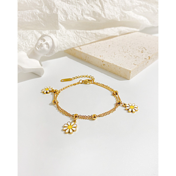 Ornament Wholesale Fashion Little Daisy Stainless Steel Bracelet Sunflower Girlfriends Bracelet