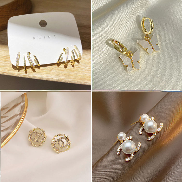 2022 Popular Simple Geometric Claw Clip on Earrings Special Design Gold Fashion Earrings for Women Set