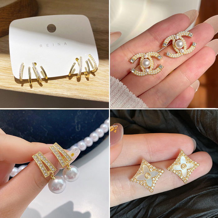 2022 Popular Simple Geometric Claw Clip on Earrings Special Design Gold Fashion Earrings for Women Set