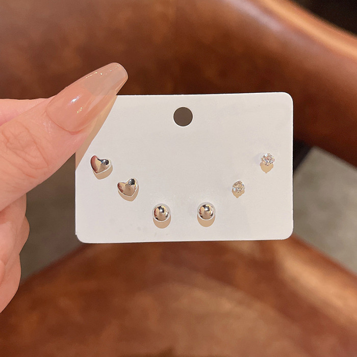 Stainless Steel Mini Zircon Enamel Cartilage Piercing Stud Earring for Women Flower Opal Heart Earring Jewelry
