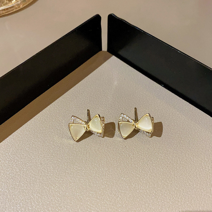 Fashion Flower Opal Earrings Heart Shape Bow Shape Earring High Sense for Women Jewelry Wholesale