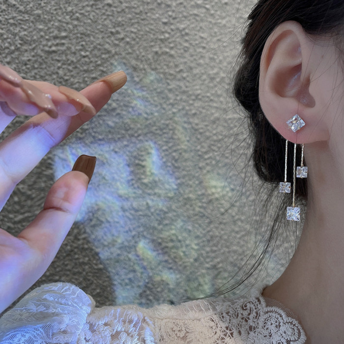 Trendy Long Tassel Crystal Earrings for Women Fashion Rhinestone Dangle Earrings Party Wedding Jewelry Gifts