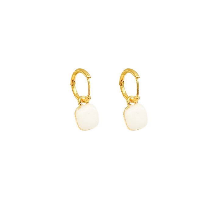 Gold Plated Hoop Earrings Double Clolors Dripping Oil Craft Love Heart Dangle Earring for Women