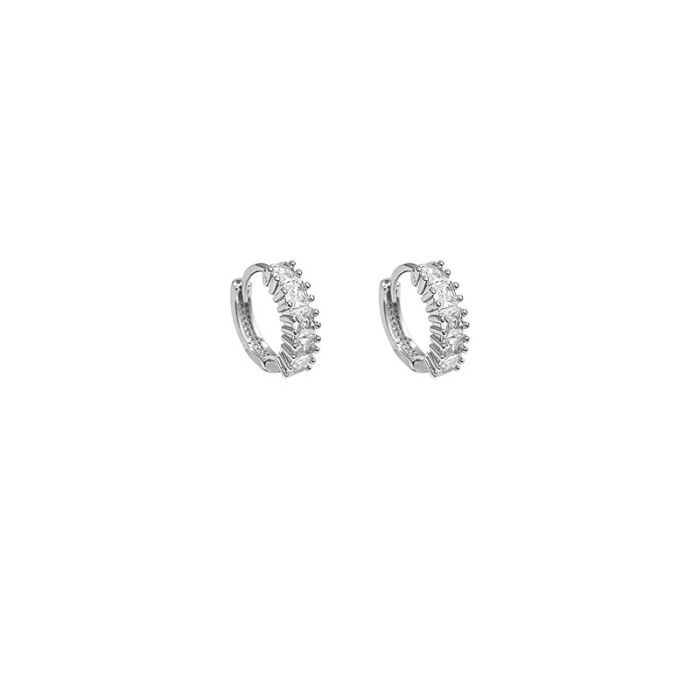 Zircon Round Studs Earrings for Women Crystal Rhinestone Stainless Steel Geometric Earrings Jewelry Circle Ear Buckle 5321