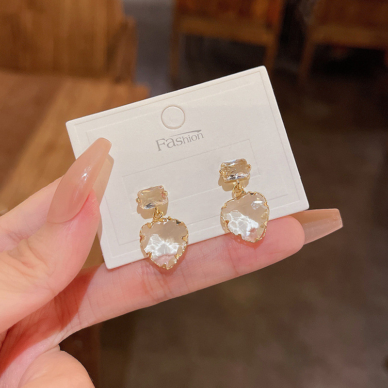 Big Statement Trend Crystal Love Heart Dangle Earrings for Women 2022 New Runway Jewelry