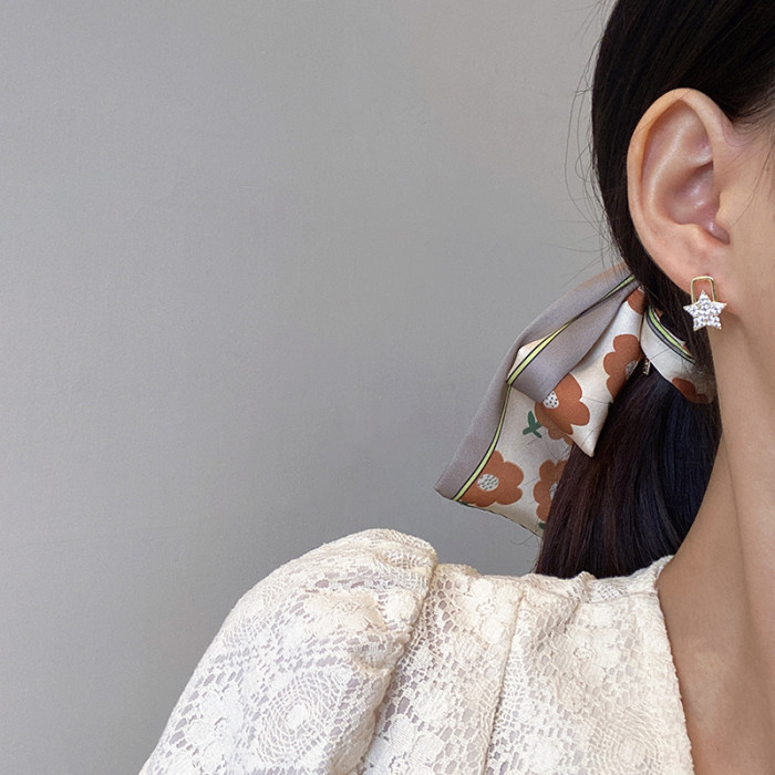 Star Heart Pattern Lock Shape Stud Earrings for Women Cute Padlock Ear Stud Piercing Jewelry Gift