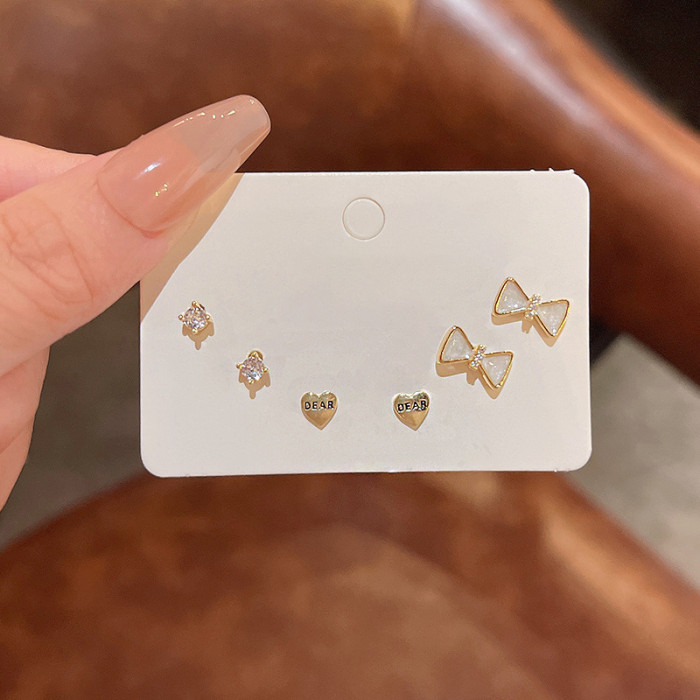 Stainless Steel Mini Zircon Enamel Cartilage Piercing Stud Earring for Women Flower Opal Heart Earring Jewelry