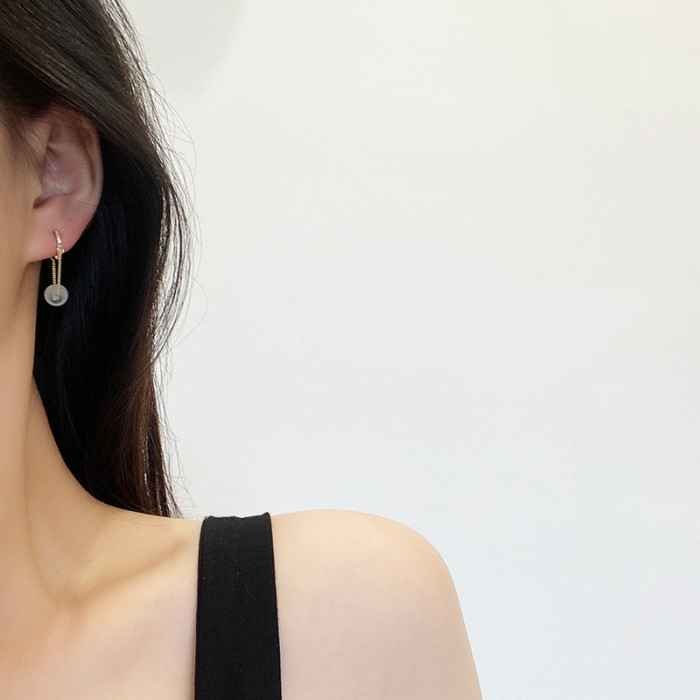 Korean Fashion Opal Tassel Buckle Earrings for Women Cat Eye Earring Wedding Earring Valentines Day Anniversary Gift Jewelry