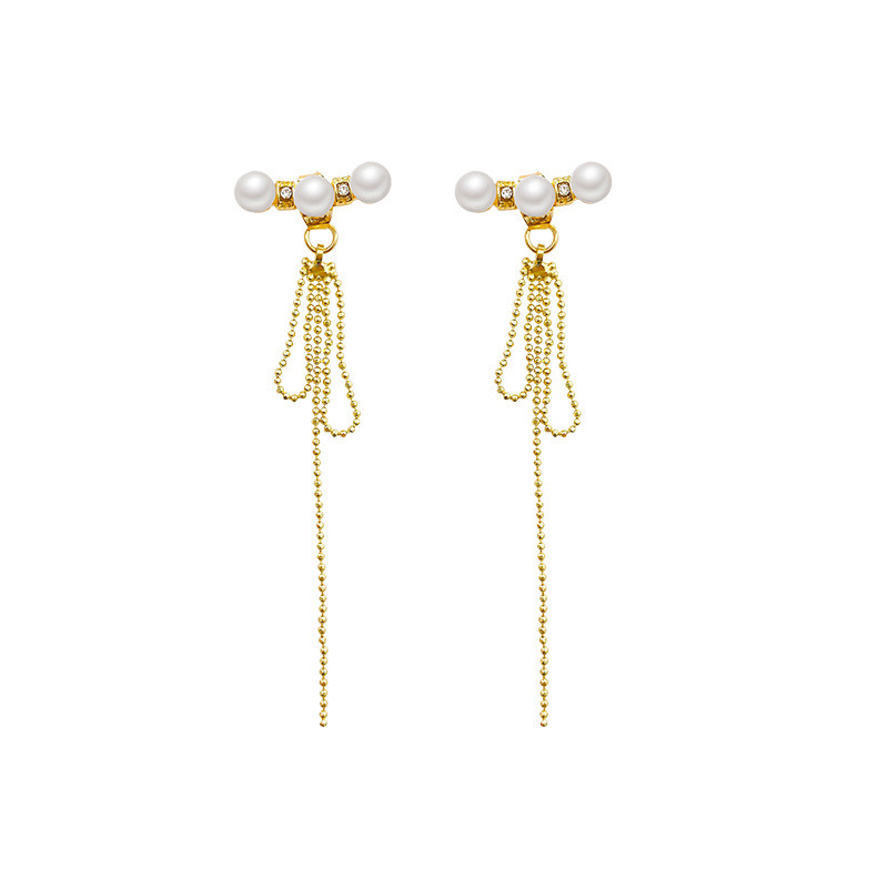 Korean Tassel Earrings Bow Handmade Pearl Beads Long Earring For Women Wedding Fashion Jewelry Trendy Dangle Ear Rings