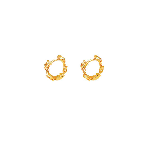 Wholesale French Retro Metal Gold Color Twist Thread Hoop Earrings Ear Buckle for Female Fashion Simple Jewelry Gifts