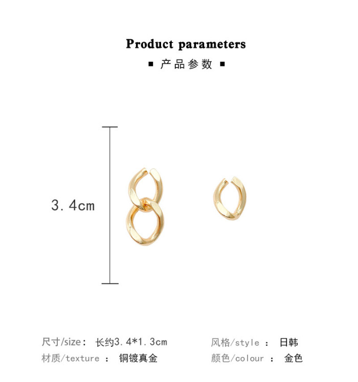 Vintage Metal Big Chain Drop Earrings Statement Women's Gold Punk Earrings Fashion Irregular Earrings Jewelry