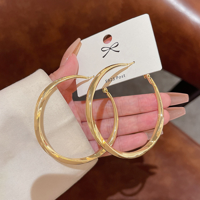 Vintage Golden Circle Earrings Wholesale Big Large Gold Color Hoop Earrings For Women Party Jewelry