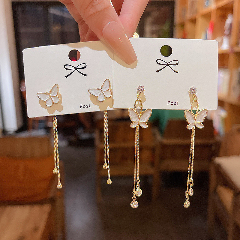 Fashion Butterfly Tassel Drop Earrings for Women Trendy Korean Jewelry Girls Party Gifts