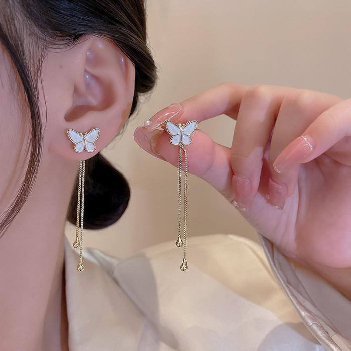 Fashion Butterfly Tassel Drop Earrings for Women Trendy Korean Jewelry Girls Party Gifts