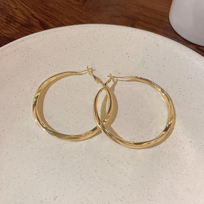 Vintage Golden Circle Earrings Wholesale Big Large Gold Color Hoop Earrings For Women Party Jewelry
