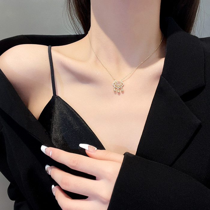 Wholesale Lucky Clouds Ruyi Peace Lock Necklace Girlfriend Mother's Day Gift for Mother Long Life