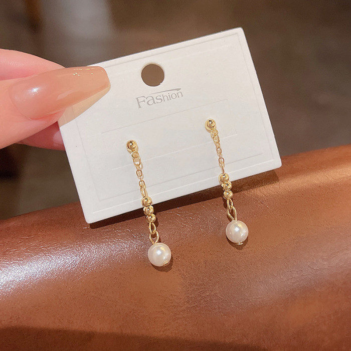 Fashion Silver Color Long Pearl Earrings For Woman Party Gifts Jewelry