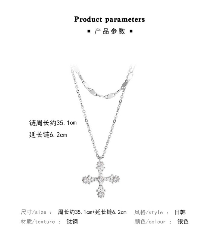 Wholesale Korean Fashion Full Zircon Star Cross Necklace for Women Cool Zircon Flash Pendant Trendy Jewelry