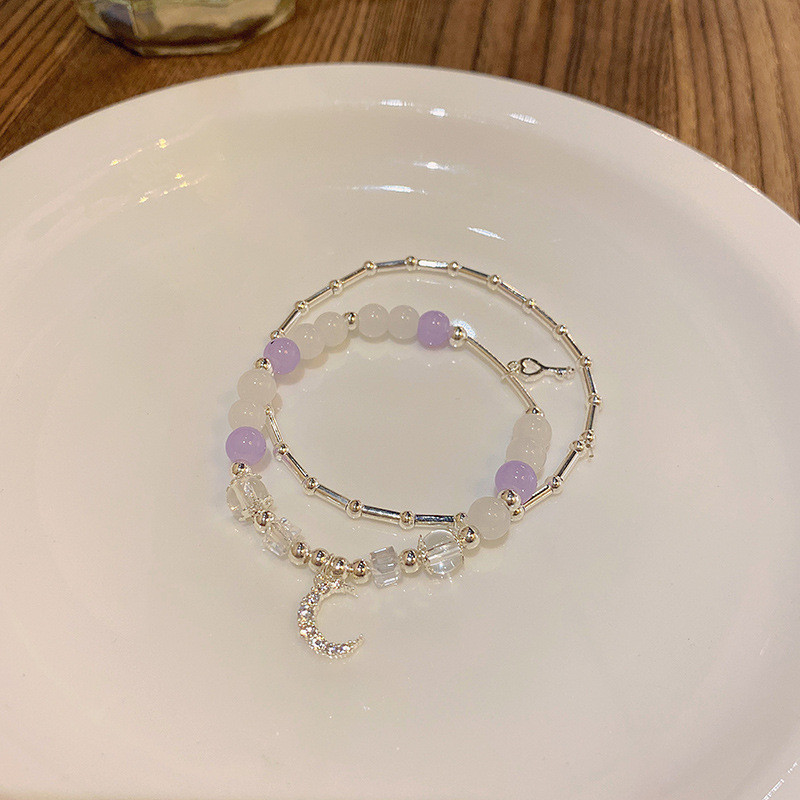 Wholesale Purple and White Beaded Necklace Choker Beautiful Glass Beaded Aesthetic Jewelry