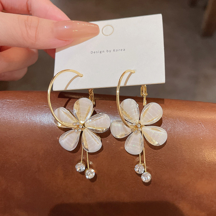 Fashion New Metal Arcylic Flower Drop Earrings Women's Sexy Elegant Casual Jewelry Accessories