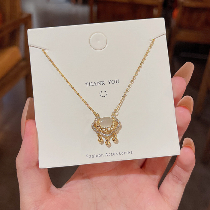 Wholesale Lucky Clouds Ruyi Peace Lock Necklace Girlfriend Mother's Day Gift for Mother Long Life