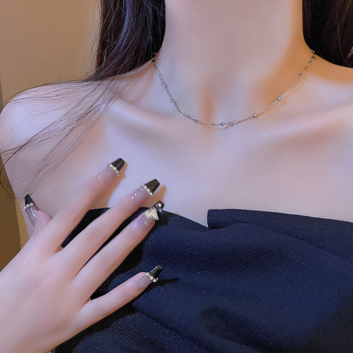 Wholesale Fashion Exquisite Clavicle Chain Necklace Creative Simple Inlaid heart Choker for Women Party Collares Jewelry