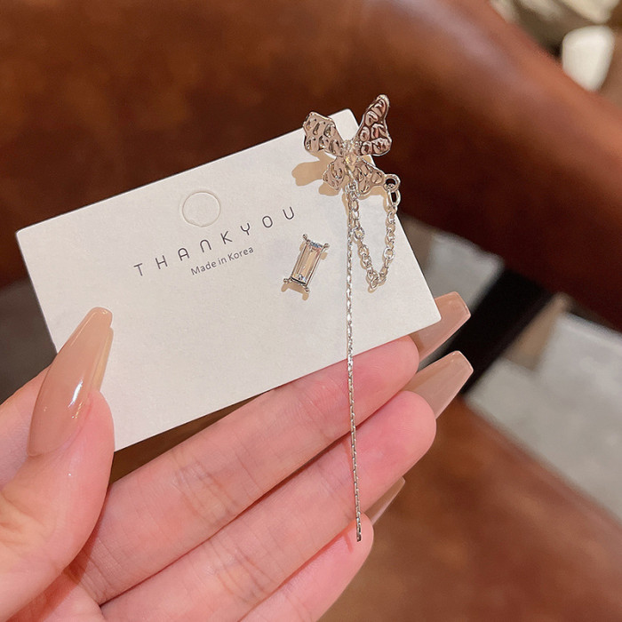 Wholesale Butterfly Tassels Irregular Earring Zircon Jewelry Birthday Gift Dropshipping