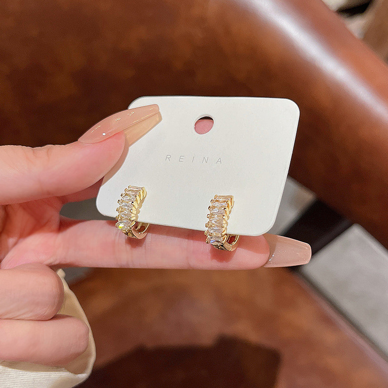 Wholesale Zircon Round Earrings Hook Earring Clip Jewelry Making Finding Accessories