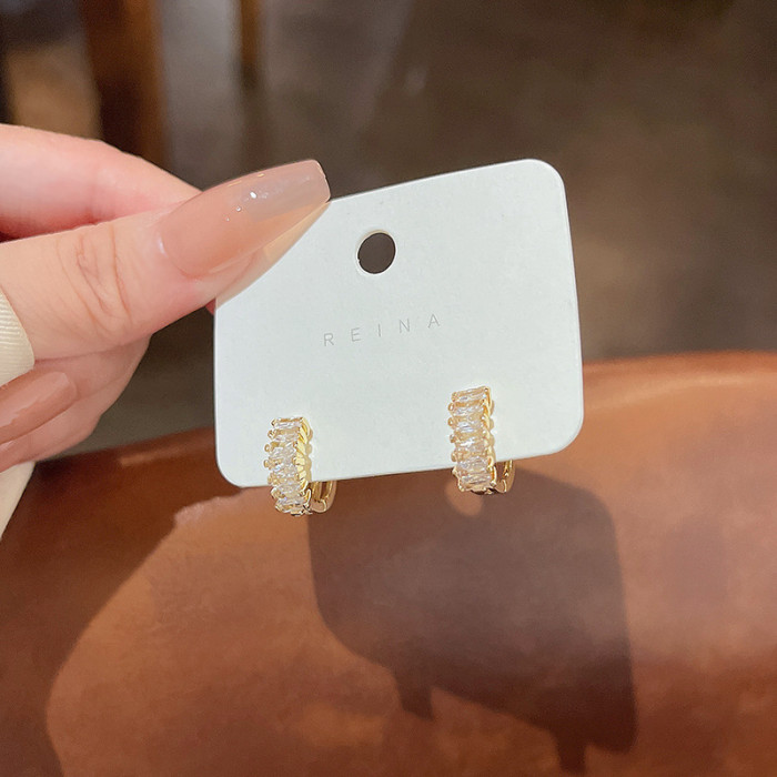 Wholesale Zircon Round Earrings Hook Earring Clip Jewelry Making Finding Accessories