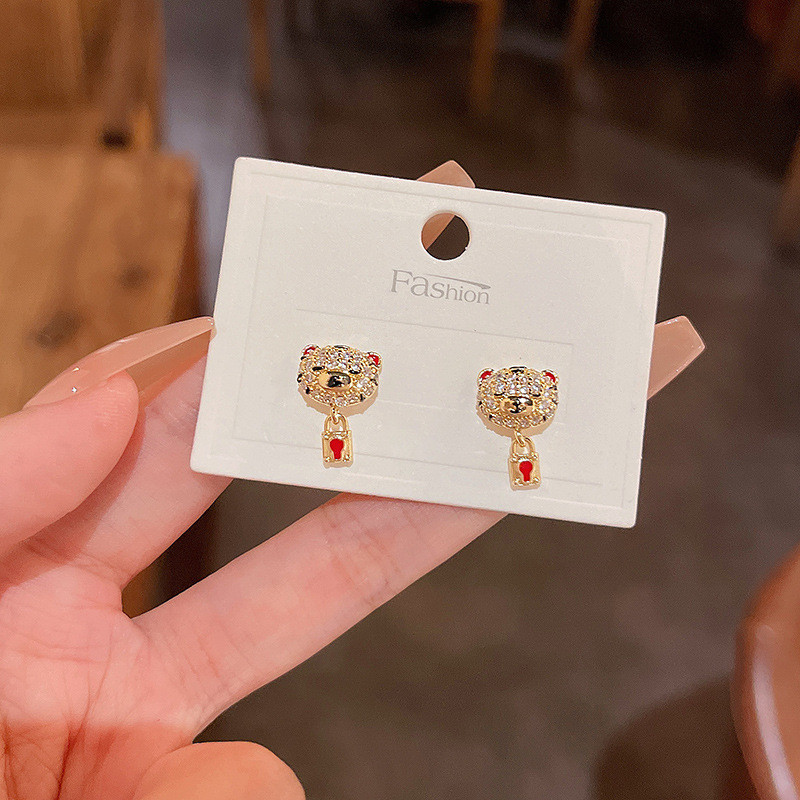 Wholesale 2022 Red Color Little Tiger Ear Stud Chinese Style Sweet Spring Festival New Year Earrings for Women Children Gift