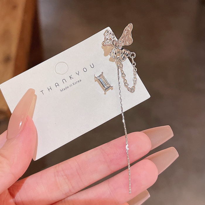 Wholesale Butterfly Tassels Irregular Earring Zircon Jewelry Birthday Gift Dropshipping