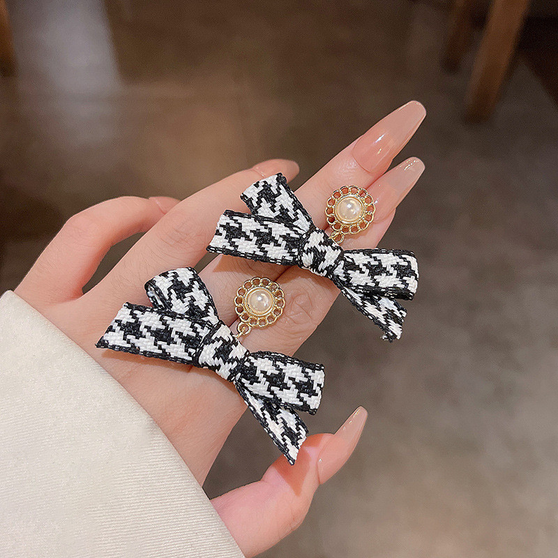Wholesale New Korean Sweet Bowknot Women Earrings Fashion Sweet Fabric Jewelry Gift