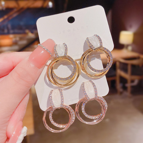Wholesale Hot Sale Classic Circle Earrings Clear Cz Luxury Jewelry for Women Christmas Gift