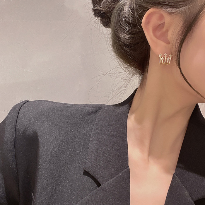 Wholesale Fashion Zircon Ear Clip Earring for Women Multilayer Star Girls Jewelry Gifts