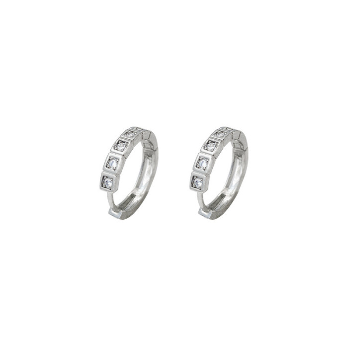Dainty Small Zircon Inlaid Round Circle Hoop Earrings for Women Jewelry