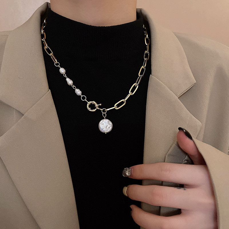 Fashion Jewelry Imitation Pearl Collarbone Chain Vintage Necklace Design Splicing Punk for Girls