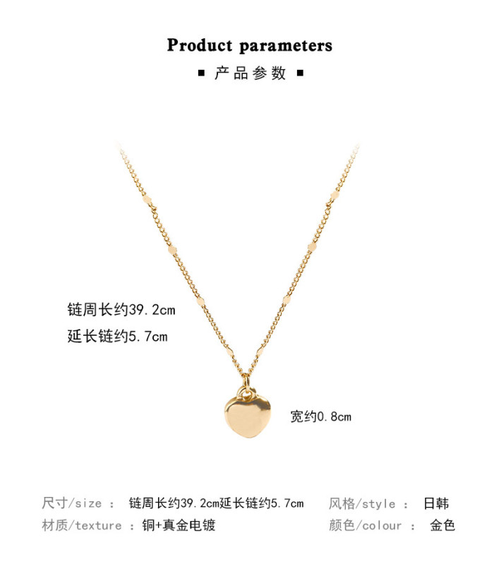 Fashion 2022 Woman Stainless Steel Love Heart Pendant Necklaces Virgin Girls Jewelry Rose Gold Color Chain Link