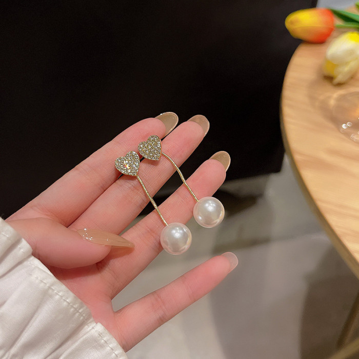 Simplicity Heart Tassel Stud Earrings for Women Charm Small Delicate Jewelry