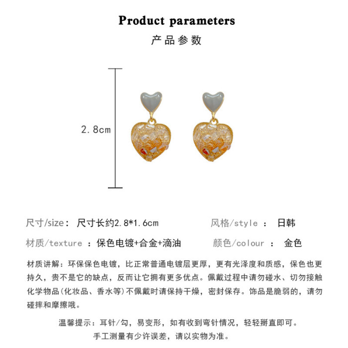 New Classic Women Luxury Crystal Heart Earring High Quality Fashion Jewelry Gradient Color
