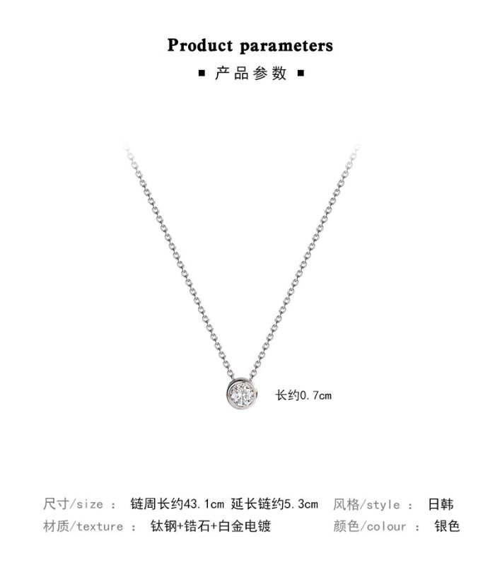New Style Single Diamond Necklace Advanced Simple Shiny Zircon Pendant Feminine Clavicle Chain Party Jewelry