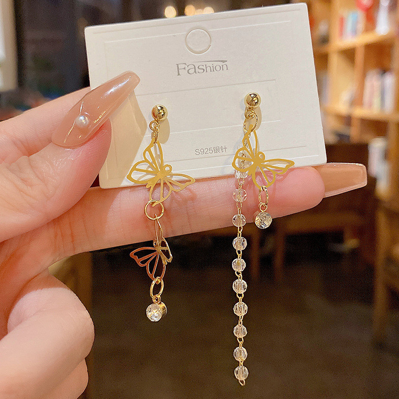 Long Tassel Bowknot Butterfly Irregular Earrings for Women Korean Female 2023 New Fashion Metal Party Jewelry Gift