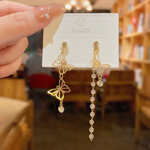 Long Tassel Bowknot Butterfly Irregular Earrings for Women Korean Female 2023 New Fashion Metal Party Jewelry Gift